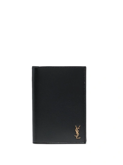 Saint Laurent Logo-plaque Cardholder In Black