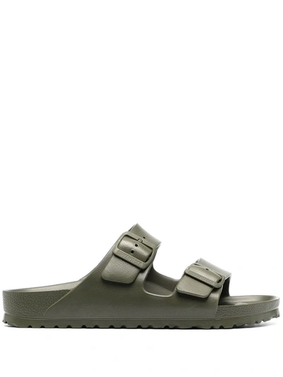 Birkenstock Mens Active Khaki Eva Arizona Double-strap Leather Sandals