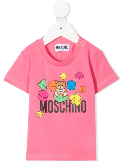 Moschino Fuchsia T-shirt For Babygirl With Teddy Bear