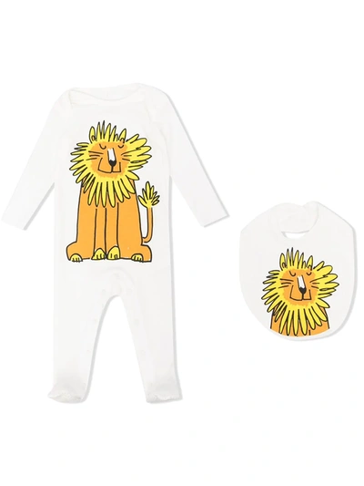 Stella Mccartney Lion-print Organic-cotton Babygrow Set In 白色