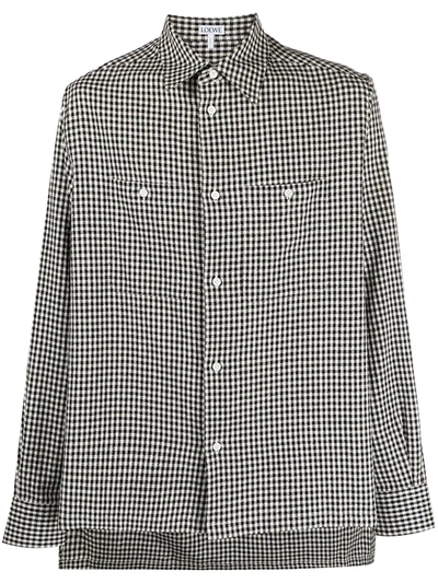 Loewe Checked Oversized Cotton, Linen- And Ramie-blend Shirt In Black