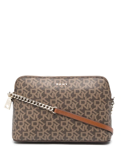 Dkny Bryan Logo-print Crossobody Bag In Brown