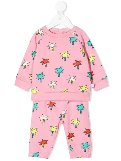 Stella Mccartney Babies' Palm Tree-print Organic-cotton Tracksuit In Pink