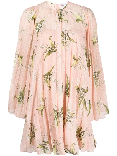 Red Valentino Point D'esprit Floral Mini Dress In Pink