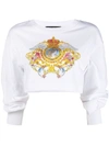 VERSACE JEANS COUTURE JEWEL LOGO PRINT CROPPED SWEATSHIRT