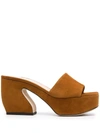 SERGIO ROSSI CHUNKY-HEEL SUEDE MULES