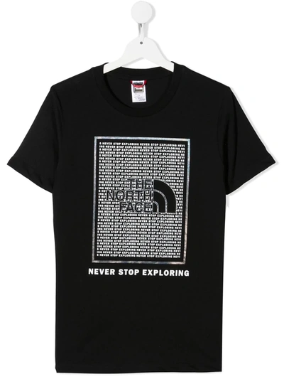 The North Face Kids' Glitter-detail Logo Print T-shirt In Black