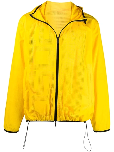 Dsquared2 Perforated-logo Front-zip Windbreaker In Yellow