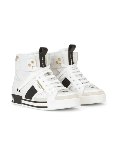 Dolce & Gabbana Kids' Logo-embossed Lace-up Sneakers In White