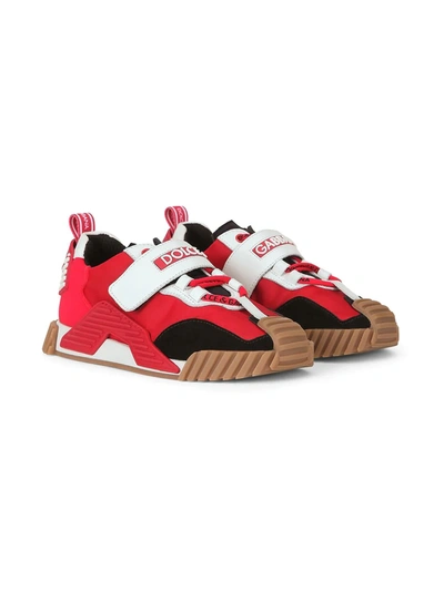 Dolce & Gabbana Kids' Calfskin And Nylon Ns1 Sneakers In Multicolor