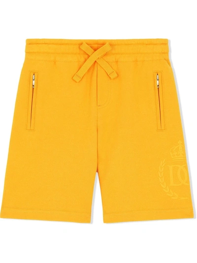 Dolce & Gabbana Kids' Drawstring Track Shorts In Orange