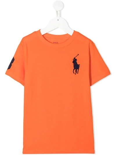 Ralph Lauren Kids' Signature Big Pony Motif T-shirt In Orange
