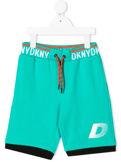 Dkny Kids' Logo-tape Cotton Bermuda Shorts In Green