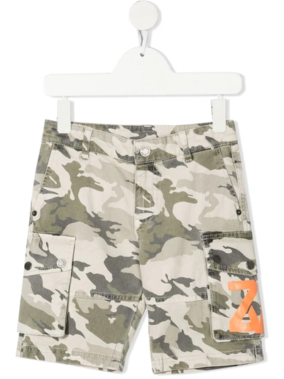 Zadig & Voltaire Kids' Lucas Camouflage-print Cargo Shorts In Green