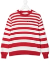 Marni Stripe Knit Jumper In Red