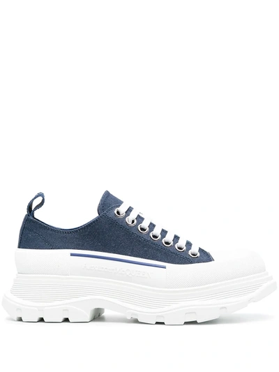 Alexander Mcqueen Tread Slick Sneakers In Denim,white