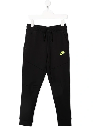 Nike Kids' Logo Print Drawstring Track Trousers In Black
