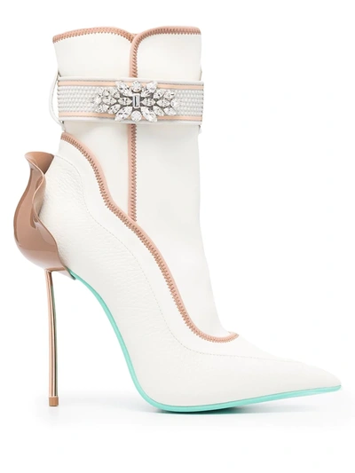 Le Silla Crystal-embellished Ankle Boots In Beige