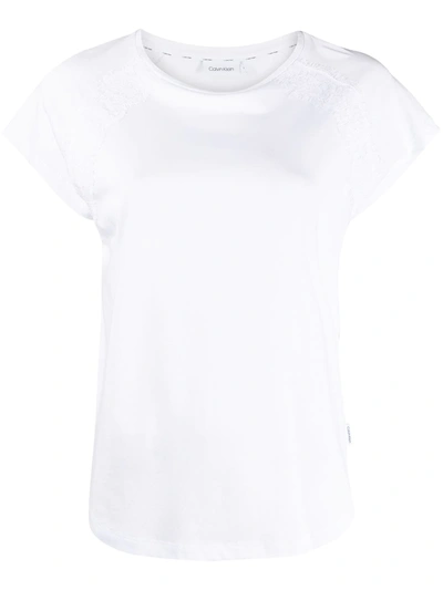 Calvin Klein Cropped-sleeve T-shirt In White
