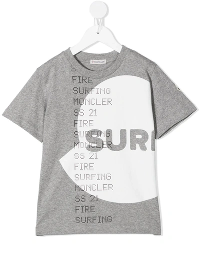 Moncler Kids' Printed Cotton Jersey T-shirt In Grey