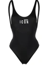 Dsquared2 Logo-print Stretch-design One-piece In Black