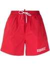 Dsquared2 Icon Drawstring Swim Shorts In Red