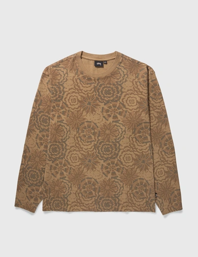 Stussy Flower Long Sleeve T-shirt In Brown