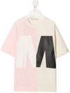 Marni Teen Colour-block Cotton T-shirt In Neutrals