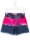 Alberta Ferretti Blue And Fuchsia Cotton-denim Shorts In Pink