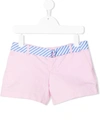 Polo Ralph Lauren Stripe-print Belted Cotton Shorts In Pink