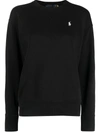 Polo Ralph Lauren Black Cotton Sweatshirt With Iconic Pony Logo In Black