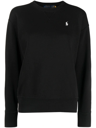 Polo Ralph Lauren Black Cotton Sweatshirt With Iconic Pony Logo