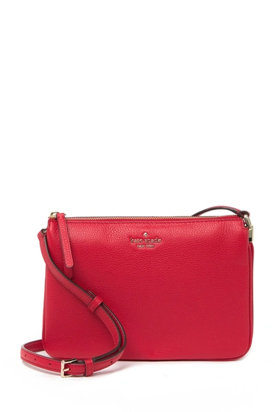 Kate Spade Triple Gusset Leather Crossbody Bag In Hot Chili