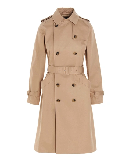 A.p.c. Double-breasted Greta Trench Coat In Beige In Beige Cotton