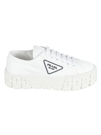 Prada Wheel Nylon Platform Sneakers In White