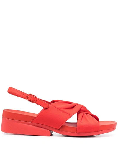 Camper Minikaah Cross Strap Sandals In Red