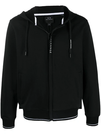 Armani Exchange Logo-print Zip-up Hoodie In Black