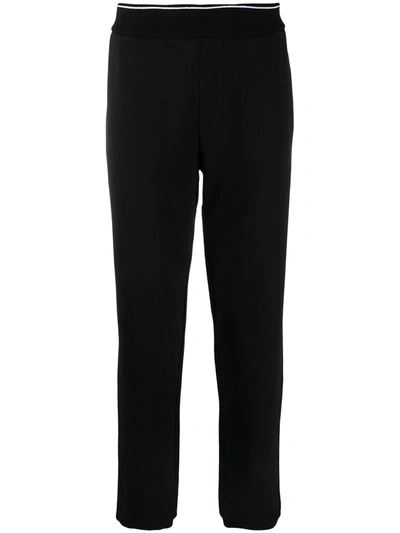 Armani Exchange Ribbed-edge Track Trousers In Black