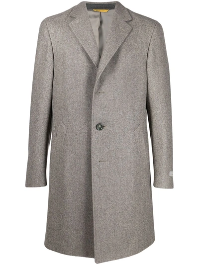 Canali Single-breasted Wool Coat In Neutrals