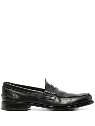 Premiata Crossover-strap Leather Loafers In Brown