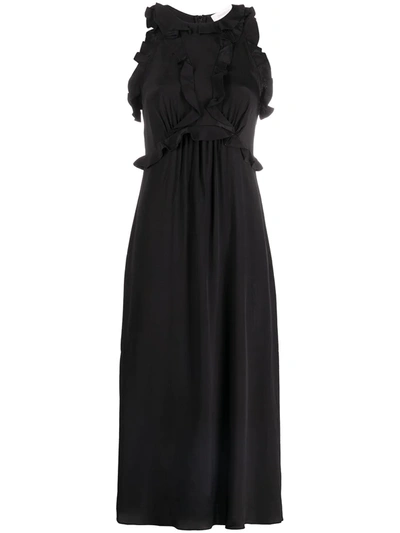 Zimmermann Ruffled Midi Dress In Black