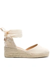 Castaã±er Woven Raffia Wedge Espadrilles In Neutrals