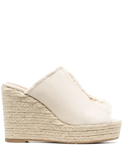 Castaã±er 110mm Fatima Cotton Espadrille Wedges In White