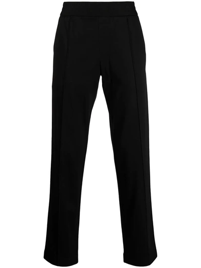 Emporio Armani Pressed-crease Elasticated-waist Trousers In Black