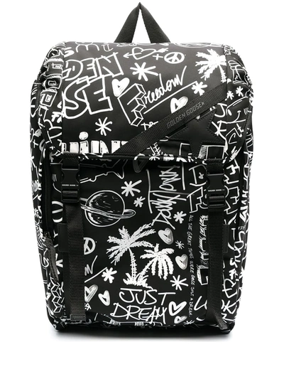 Golden Goose All-over Graphic Print Backpack In Black