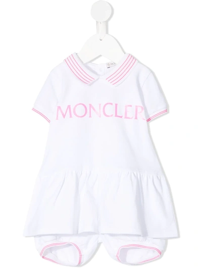 Moncler Babies' T-shirt And Shorts Cotton Suit With Logo Print In White