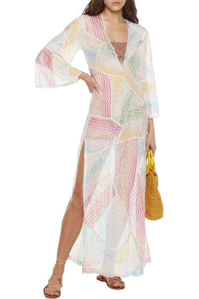 Missoni Mare Lace-up Metallic-trimmed Crochet-knit Kaftan In Multicolor