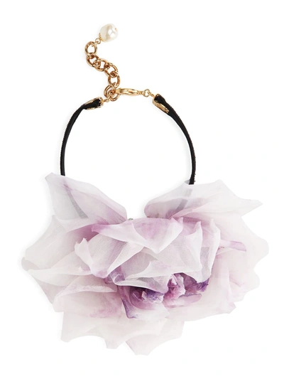 Dolce & Gabbana Silk-blend Flower Choker In Pink In Black
