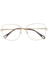 Chloé Rounded-square Glasses Frames In Gold