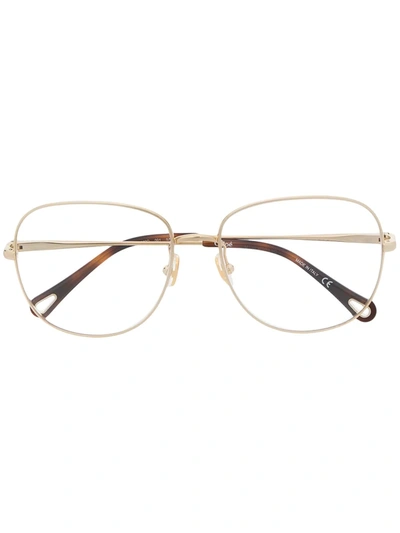 Chloé Rounded-square Glasses Frames In Gold
